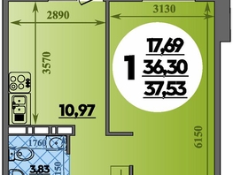 Продается 1-комнатная квартира ЖК Восточный, литера 42, 37.53  м&sup2;, 5530825 рублей