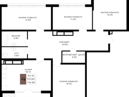 Продается 4-комнатная квартира ЖК Сердце, 114.25  м&sup2;, 46842500 рублей