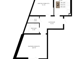 Продается 2-комнатная квартира ЖК Сердце, 65.4  м&sup2;, 26487000 рублей