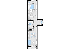 Продается 1-комнатная квартира ЖК Резиденция морей, корпус В, 49.11  м&sup2;, 12596715 рублей