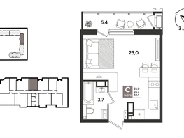 Продается Студия ЖК Рекорд 2, литера 1, 31.6  м&sup2;, 8832200 рублей