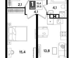 Продается 1-комнатная квартира ЖК ДОГМА ПАРК, лит 13, 39.5  м&sup2;, 7813100 рублей