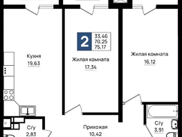Продается 2-комнатная квартира ЖК Резиденция морей, корпус Д1, 75.17  м&sup2;, 15785700 рублей