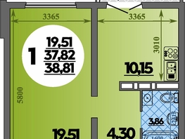 Продается 1-комнатная квартира ЖК Город у моря, литера 23, 38.81  м&sup2;, 7125999 рублей