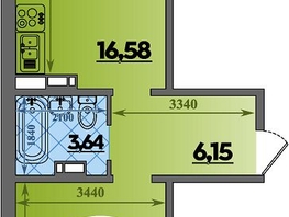 Продается 1-комнатная квартира ЖК Южная долина, литер 2, 45.18  м&sup2;, 5051124 рублей