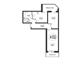 Продается 2-комнатная квартира ЖК Гулливер, литер 3, 67.8  м&sup2;, 6712200 рублей