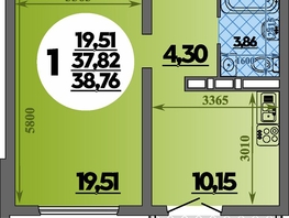 Продается 1-комнатная квартира ЖК Город у моря, литера 23, 38.76  м&sup2;, 7335999 рублей