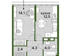 Продается 1-комнатная квартира ЖК ДОГМА ПАРК, литера 9, 37.3  м&sup2;, 7161600 рублей