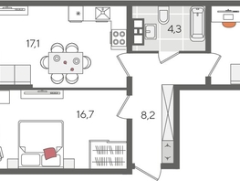 Продается 2-комнатная квартира ЖК Рекорд 2, литера 5, 68.9  м&sup2;, 14317421 рублей