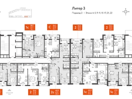 Продается 2-комнатная квартира ЖК Все Свои ВИП, литера 3, 55.5  м&sup2;, 13875000 рублей
