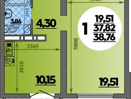 Продается 1-комнатная квартира ЖК Город у моря, литера 21, 38.76  м&sup2;, 7531999 рублей