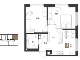 Продается 2-комнатная квартира ЖК ГРЕЙД, литер 13, 46  м&sup2;, 8427200 рублей