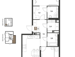Продается 2-комнатная квартира ЖК ГРЕЙД, литер 14, 68.6  м&sup2;, 10372320 рублей