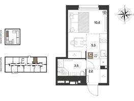 Продается Студия ЖК ГРЕЙД, литер 14, 21.4  м&sup2;, 4102380 рублей