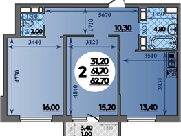Продается 2-комнатная квартира ЖК Парк у дома, литера 7.3, 62.7  м&sup2;, 10249999 рублей