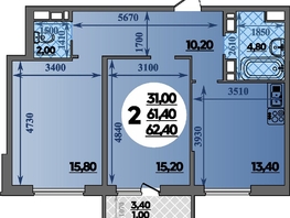 Продается 2-комнатная квартира ЖК Парк у дома, литера 7.3, 62.4  м&sup2;, 10149999 рублей