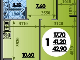 Продается 1-комнатная квартира ЖК Парк у дома, литера 7.3, 42.9  м&sup2;, 7589999 рублей