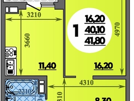 Продается 1-комнатная квартира ЖК Парк у дома, литера 7.3, 41.8  м&sup2;, 7879999 рублей