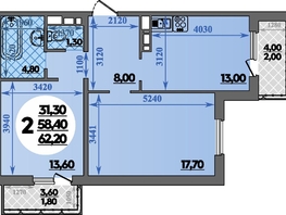 Продается 2-комнатная квартира ЖК Парк у дома, литера 7.3, 62.2  м&sup2;, 14159999 рублей