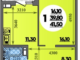 Продается 1-комнатная квартира ЖК Парк у дома, литера 7.3, 41.5  м&sup2;, 7689999 рублей