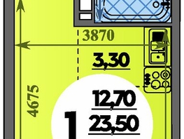 Продается Студия ЖК Парк у дома, литера 7.3, 25.5  м&sup2;, 5970000 рублей