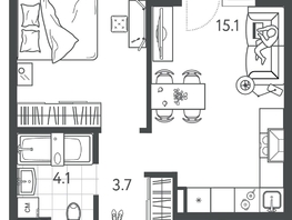 Продается 1-комнатная квартира ЖК Все Свои ВИП, литер 7, 37.5  м&sup2;, 10312500 рублей