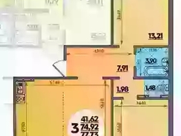 Продается 3-комнатная квартира ЖК Восточный, литера 37, 77.73  м&sup2;, 7500000 рублей