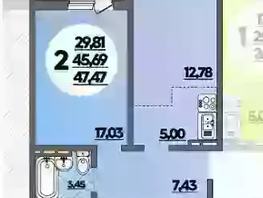 Продается 1-комнатная квартира ЖК Восточный, литера 37, 47.47  м&sup2;, 5450000 рублей