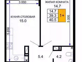 Продается 1-комнатная квартира ЖК «Дыхание», 40  м&sup2;, 3500000 рублей