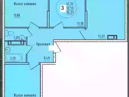 Продается 3-комнатная квартира ЖК Друг, литера 5, 74.27  м&sup2;, 7500000 рублей