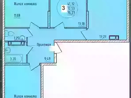 Продается 3-комнатная квартира ЖК Друг, литера 5, 74.27  м&sup2;, 7499000 рублей