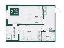 Продается 1-комнатная квартира МКР Образцово, дом 5, 50  м&sup2;, 6300000 рублей