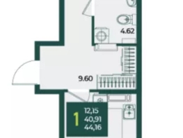 Продается 1-комнатная квартира МКР Образцово, дом 5, 44.15  м&sup2;, 6400000 рублей