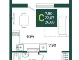 Продается Студия МКР Образцово, дом 5, 26.68  м&sup2;, 3566000 рублей