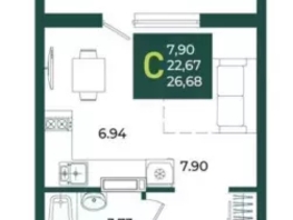 Продается Студия МКР Образцово, дом 5, 26.68  м&sup2;, 3556000 рублей
