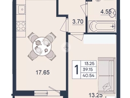 Продается 1-комнатная квартира ЖК Дом 101, 40.54  м&sup2;, 4030000 рублей
