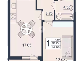 Продается 1-комнатная квартира ЖК Дом 101, 40.54  м&sup2;, 4610000 рублей