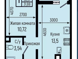 Продается 1-комнатная квартира Спортивный кв-л, 31.92  м&sup2;, 8770000 рублей