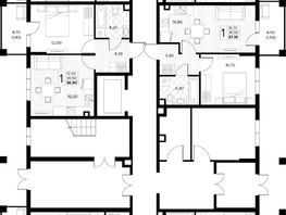 Продается 1-комнатная квартира ЖК Кипарис, литер 8, 43  м&sup2;, 14835000 рублей