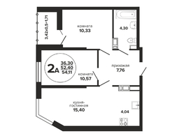 Продается 2-комнатная квартира ЖК Гулливер, литера 3, 54.95  м&sup2;, 5989550 рублей