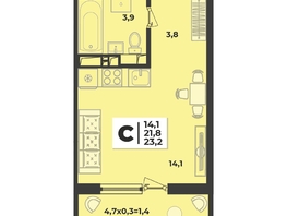 Продается Студия ЖК Лето, литера 1.6, 23.2  м&sup2;, 4363400 рублей