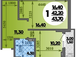 Продается 1-комнатная квартира ЖК Парк у дома, литера 7.2, 43.7  м&sup2;, 7656240 рублей