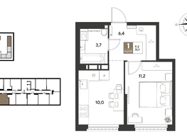 Продается 1-комнатная квартира ЖК ГРЕЙД, литер 13, 31.3  м&sup2;, 6131670 рублей