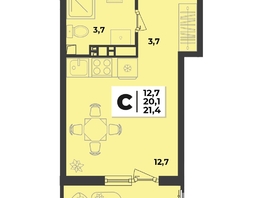 Продается Студия ЖК Лето, литер 2.2, 21.4  м&sup2;, 4048200 рублей