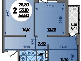 Продается 2-комнатная квартира ЖК Парк у дома, литера 7.3, 56.8  м&sup2;, 11049999 рублей
