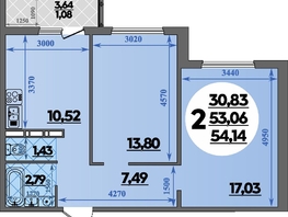 Продается 2-комнатная квартира ЖК Восточный, литера 35, 54.14  м&sup2;, 8445840 рублей