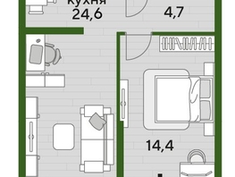 Продается 1-комнатная квартира ЖК ДОГМА ПАРК, лит 10, 47.7  м&sup2;, 8915130 рублей