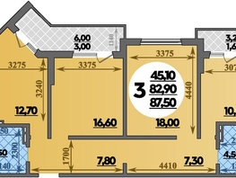 Продается 3-комнатная квартира ЖК Парк у дома, литера 7.2, 87.5  м&sup2;, 13787500 рублей