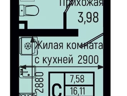 Продается Студия ЖК Ботаника Хиллс, лит 3, 17.59  м&sup2;, 5900000 рублей