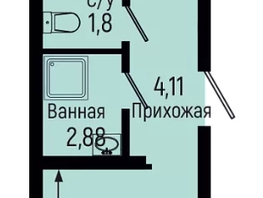 Продается 1-комнатная квартира ЖК Ботаника Хиллс, лит 3, 32.02  м&sup2;, 8550000 рублей